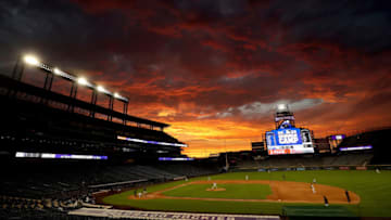 DENVER, COLORADO - JULY 15: The Colorado Rockies play an intrasquad game during summer workouts at Coors Field on July 15, 2020 in Denver, Colorado. (Photo by Matthew Stockman/Getty Images)