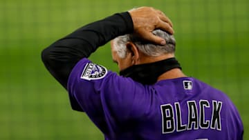 DENVER, CO - AUGUST 10: Manager Bud Black of the Colorado Rockies scratches his head during the fourth inning against the Arizona Diamondbacks at Coors Field on August 10, 2020 in Denver, Colorado. The Diamondbacks defeated the Rockies 12-8. (Photo by Justin Edmonds/Getty Images)