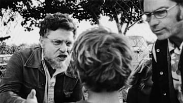CLAREMONT, CA - 1975: Robert Mezy, a Little League Baseball coach (left), chastises a player for making an error in this 1975 Claremont, California, (Photo by George Rose/Getty Images)