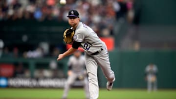 Aug 14, 2021; San Francisco, California, USA; Colorado Rockies starting pitcher Kyle Freeland (21) delivers against the San Francisco Giants during the second inning at Oracle Park. Mandatory Credit: D. Ross Cameron-USA TODAY Sports