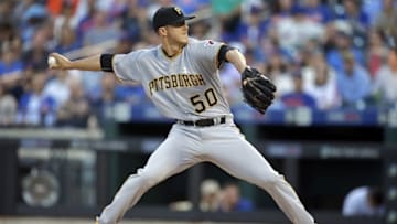 Jun 14, 2016; New York City, NY, USA; Pittsburgh Pirates starting pitcher Jameson Taillon (50) pitches against the New York Mets during the first inning at Citi Field. Mandatory Credit: Adam Hunger-USA TODAY Sports