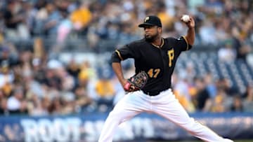 May 24, 2016; Pittsburgh, PA, USA; Pittsburgh Pirates starting pitcher Francisco Liriano (47) delivers a pitch against the Arizona Diamondbacks during the first inning at PNC Park. Mandatory Credit: Charles LeClaire-USA TODAY Sports