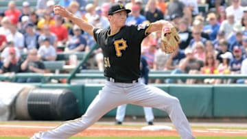 Mar 5, 2016; Lake Buena Vista, FL, USA; Pittsburgh Pirates starting pitcher Tyler Glasnow (51) throws a pitch in the second inning of the spring training game against the Atlanta Braves at Champion Stadium. Mandatory Credit: Jonathan Dyer-USA TODAY Sports