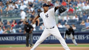 Jun 21, 2016; Bronx, NY, USA; New York Yankees starting pitcher Ivan Nova (47) pitches during the first inning against the Colorado Rockies at Yankee Stadium. Mandatory Credit: Anthony Gruppuso-USA TODAY Sports