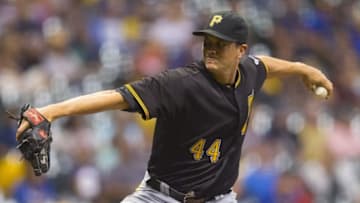 Aug 26, 2016; Milwaukee, WI, USA; Pittsburgh Pirates pitcher Tony Watson (44) throws a pitch during the ninth inning against the Milwaukee Brewers at Miller Park. Mandatory Credit: Jeff Hanisch-USA TODAY Sports