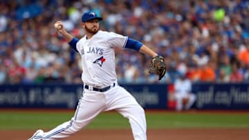 Jul 7, 2016; Toronto, Ontario, CAN; Toronto Blue Jays starting pitcher Drew Hutchison (36) delivers a pitch against the Detroit Tigers in the first inning at Rogers Centre. Mandatory Credit: Kevin Sousa-USA TODAY Sports