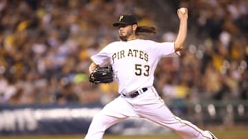 Sep 23, 2016; Pittsburgh, PA, USA; Pittsburgh Pirates relief pitcher Zach Phillips (53) pitches against the Washington Nationals during the sixth inning at PNC Park. Mandatory Credit: Charles LeClaire-USA TODAY Sports