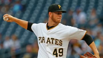 PITTSBURGH, PA - AUGUST 01: Nick Kingham #49 of the Pittsburgh Pirates pitches in the first inning against the Chicago Cubs at PNC Park on August 1, 2018 in Pittsburgh, Pennsylvania. (Photo by Justin K. Aller/Getty Images)