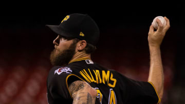 ST. LOUIS, MO - SEPTEMBER 10: Trevor Williams #34 of the Pittsburgh Pirates pitches against the St. Louis Cardinals in the first inning at Busch Stadium on September 10, 2018 in St. Louis, Missouri. (Photo by Dilip Vishwanat/Getty Images)