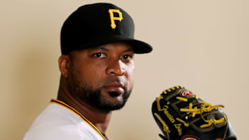 BRADENTON, FLORIDA - FEBRUARY 20: Francisco Liriano #47 of the Pittsburgh Pirates poses for a portrait during the Pittsburgh Pirates Photo Day on February 20, 2019 at Pirate City in Bradenton, Florida. (Photo by Elsa/Getty Images)