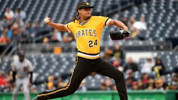PITTSBURGH, PA - APRIL 21: Chris Archer #24 of the Pittsburgh Pirates delivers a pitch in the first inning during the game against the San Francisco Giants at PNC Park on April 21, 2019 in Pittsburgh, Pennsylvania. (Photo by Justin Berl/Getty Images)