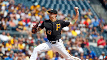 PITTSBURGH, PA - AUGUST 17: Steven Brault #43 of the Pittsburgh Pirates pitches in the first inning against the Chicago Cubs at PNC Park on August 17, 2019 in Pittsburgh, Pennsylvania. (Photo by Justin K. Aller/Getty Images)