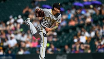 DENVER, CO - SEPTEMBER 1: Steven Brault #43 of the Pittsburgh Pirates pitches against the Colorado Rockies at Coors Field on September 1, 2019 in Denver, Colorado. (Photo by Dustin Bradford/Getty Images)