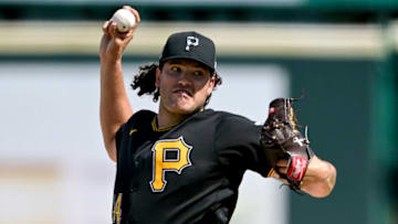 BRADENTON, FLORIDA - MARCH 02: Cody Ponce #44 of the Pittsburgh Pirates throws a pitch during the second inning against the Detroit Tigers during a spring training game at LECOM Park on March 02, 2021 in Bradenton, Florida. (Photo by Douglas P. DeFelice/Getty Images)
