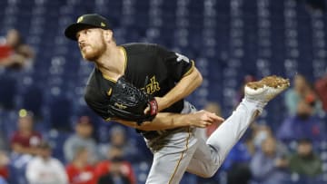 PHILADELPHIA, PENNSYLVANIA - SEPTEMBER 23: Chad Kuhl #39 of the Pittsburgh Pirates pitches during the seventh inning against the Philadelphia Phillies at Citizens Bank Park on September 23, 2021 in Philadelphia, Pennsylvania. (Photo by Tim Nwachukwu/Getty Images)
