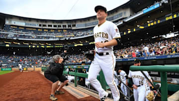 PITTSBURGH, PA - MAY 18: Austin Meadows #17 of the Pittsburgh Pirates takes the field in his Major League debut against the San Diego Padres at PNC Park on May 18, 2018 in Pittsburgh, Pennsylvania. (Photo by Joe Sargent/Getty Images)