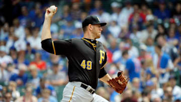 CHICAGO, IL - JUNE 09: Nick Kingham #49 of the Pittsburgh Pirates pitches against the Chicago Cubs during the first inning at Wrigley Field on June 9, 2018 in Chicago, Illinois. (Photo by Jon Durr/Getty Images)