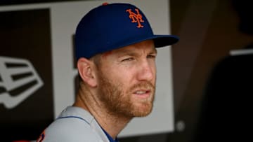 PITTSBURGH, PA - AUGUST 04: Todd Frazier #21 of the New York Mets looks on from the dugout during the game against the Pittsburgh Pirates at PNC Park on August 4, 2019 in Pittsburgh, Pennsylvania. (Photo by Justin Berl/Getty Images)