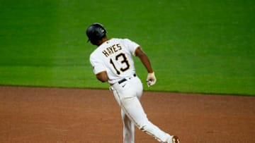 PITTSBURGH, PA - SEPTEMBER 01: Ke'Bryan Hayes #13 of the Pittsburgh Pirates rounds second after hitting a home run in the eighth inning during his major league debut against the Chicago Cubs at PNC Park on September 1, 2020 in Pittsburgh, Pennsylvania. (Photo by Justin K. Aller/Getty Images)
