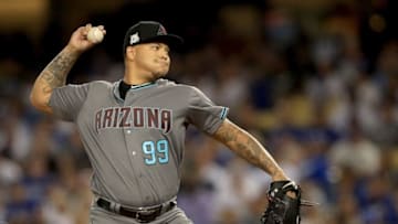 LOS ANGELES, CA - OCTOBER 06: Pitcher Taijuan Walker #99 of the Arizona Diamondbacks pitches in the first inning against the Los Angeles Dodgers in game one of the National League Division Series at Dodger Stadium on October 6, 2017 in Los Angeles, California. (Photo by Sean M. Haffey/Getty Images)