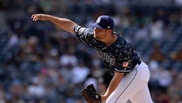 Sep 8, 2019; San Diego, CA, USA; San Diego Padres relief pitcher David Bednar (67) pitches against the Colorado Rockies during the seventh inning at Petco Park. Mandatory Credit: Orlando Ramirez-USA TODAY Sports