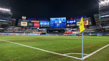 Sep 25, 2021; New York, New York, USA; A general view of the pitch at Yankee Stadium before the game between New York City FC and the New York Red Bulls. Mandatory Credit: Vincent Carchietta-USA TODAY Sports