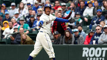 SEATTLE, WA - APRIL 14: Mallex Smith #0 of the Seattle Mariners reacts to a call in the eighth inning against the Houston Astros during their game at T-Mobile Park on April 14, 2019 in Seattle, Washington. (Photo by Abbie Parr/Getty Images)