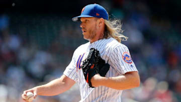 NEW YORK, NEW YORK - JUNE 09: Pitcher Noah Syndergaard #34 of the New York Mets walks back to the dugout after the sixth inning against the Colorado Rockies at Citi Field on June 09, 2019 in New York City. (Photo by Jim McIsaac/Getty Images)