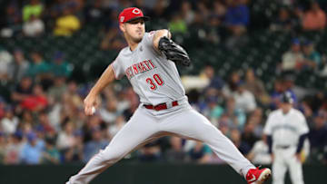 SEATTLE, WASHINGTON - SEPTEMBER 12: Tyler Mahle #30 of the Cincinnati Reds pitches against the Seattle Mariners in the second inning during their game at T-Mobile Park on September 12, 2019 in Seattle, Washington. (Photo by Abbie Parr/Getty Images)