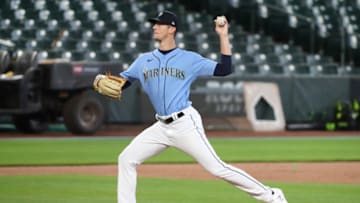 SEATTLE, WASHINGTON - JULY 07: Brandon Williamson #60, a Seattle Mariners prospect throws the ball during summer workouts. (Photo by Abbie Parr/Getty Images)
