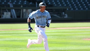 SEATTLE, WASHINGTON - JULY 14: Noelvi Marte of the Seattle Mariners in summer workouts. He is participating in the instructional league. (Photo by Abbie Parr/Getty Images)