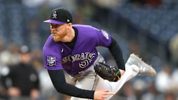 SAN DIEGO, CALIFORNIA - MAY 17: Jon Gray #55 of the Colorado Rockies pitches during a game against the San Diego Padres at PETCO Park on May 17, 2021 in San Diego, California. (Photo by Sean M. Haffey/Getty Images)