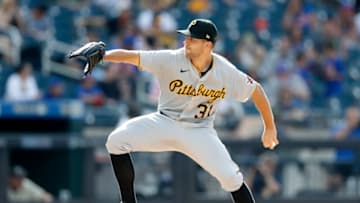 NEW YORK, NEW YORK - JULY 10: (NEW YORK DAILIES OUT) Tyler Anderson #31 of the Pittsburgh Pirates in action against the New York Mets at Citi Field on July 10, 2021 in New York City. The Pirates defeated the Mets 6-2. (Photo by Jim McIsaac/Getty Images)