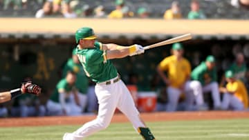 OAKLAND, CALIFORNIA - SEPTEMBER 23: Matt Chapman #26 of the Oakland Athletics bats against the Seattle Mariners at RingCentral Coliseum on September 23, 2021 in Oakland, California. (Photo by Ezra Shaw/Getty Images)
