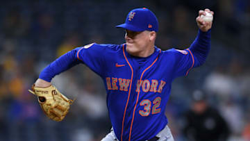 Jun 3, 2021; San Diego, California, USA; New York Mets relief pitcher Aaron Loup (32) pitches against the San Diego Padres during the eighth inning at Petco Park. Mandatory Credit: Orlando Ramirez-USA TODAY Sports
