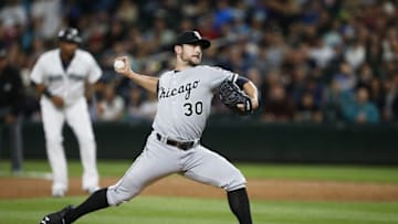Jul 18, 2016; Seattle, WA, USA; Chicago White Sox relief pitcher David Robertson (30) throws against the Seattle Mariners during the ninth inning at Safeco Field. Seattle defeated Chicago, 4-3. Mandatory Credit: Joe Nicholson-USA TODAY Sports