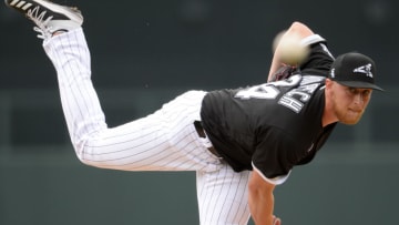 GLENDALE, ARIZONA - MARCH 10: Michael Kopech #34 of the Chicago White Sox pitches against the Texas Rangers on March 10, 2020 at Camelback Ranch in Glendale Arizona. This was Kopech"u2019s first game back after surgery. (Photo by Ron Vesely/Getty Images)
