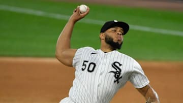 CHICAGO, ILLINOIS - SEPTEMBER 16: Jimmy Cordero #50 of the Chicago White Sox pitches against the Minnesota Twins at Guaranteed Rate Field on September 16, 2020 in Chicago, Illinois. (Photo by Quinn Harris/Getty Images)