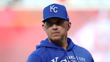 ANAHEIM, CALIFORNIA - JUNE 09: Bench coach Pedro Grifol #6 of the Kansas City Royals looks on during batting practice before the game against the Los Angeles Angels at Angel Stadium of Anaheim on June 09, 2021 in Anaheim, California. (Photo by Katelyn Mulcahy/Getty Images)