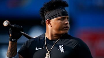 TORONTO, ONTARIO - AUGUST 24: Yermin Mercedes #73 of the Chicago White Sox during warm-up prior to their MLB game against the Toronto Blue Jays at Rogers Centre on August 24, 2021 in Toronto, Ontario. (Photo by Cole Burston/Getty Images)