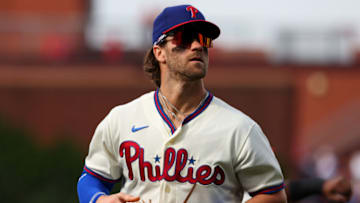 PHILADELPHIA, PA - SEPTEMBER 25: Bryce Harper #3 of the Philadelphia Phillies before a game against the Pittsburgh Pirates at Citizens Bank Park on September 25, 2021 in Philadelphia, Pennsylvania. (Photo by Rich Schultz/Getty Images)