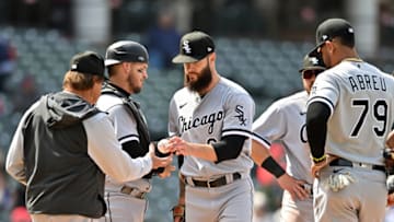 CLEVELAND, OHIO - APRIL 20: Manager Tony La Russa #22 removes starting pitcher Dallas Keuchel #60 of the Chicago White Sox during the second inning of game one of a doubleheader against the Cleveland Guardians at Progressive Field on April 20, 2022 in Cleveland, Ohio. (Photo by Jason Miller/Getty Images)