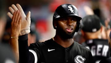 ANAHEIM, CALIFORNIA - JUNE 28: Luis Robert #88 of the Chicago White Sox celebrates a run against the Los Angeles Angels in the seventh inning at Angel Stadium of Anaheim on June 28, 2022 in Anaheim, California. (Photo by Ronald Martinez/Getty Images)