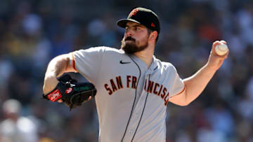 SAN DIEGO, CALIFORNIA - JULY 09: Carlos Rodon #16 of the San Francisco Giants pitches during the first inning of a game against the San Diego Padres at PETCO Park on July 09, 2022 in San Diego, California. (Photo by Sean M. Haffey/Getty Images)