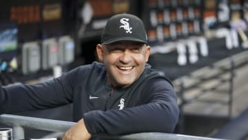CHICAGO, ILLINOIS - SEPTEMBER 13: Acting manager Miguel Cairo #41 of the Chicago White Sox stands in the dugout prior to a game against the Colorado Rockies at Guaranteed Rate Field on September 13, 2022 in Chicago, Illinois. (Photo by Nuccio DiNuzzo/Getty Images)