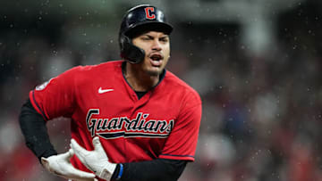 CLEVELAND, OHIO - OCTOBER 16: Josh Naylor #22 of the Cleveland Guardians runs the bases after hitting a home run against the New York Yankees during the fourth inning in game four of the American League Division Series at Progressive Field on October 16, 2022 in Cleveland, Ohio. (Photo by Dylan Buell/Getty Images)