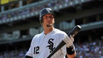 CHICAGO, IL- JULY 7: A.J. Pierzynski #12 of the Chicago White Sox gets ready to bat against the Toronto Blue Jays on July 7, 2012 at U.S. Cellular Field in Chicago, Illinois. The White Sox defeated the Blue Jays 2-0. (Photo by Brian D. Kersey/Getty Images)