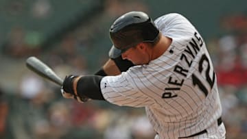 CHICAGO, IL - SEPTEMBER 05: A.J. Pierzynski #12 of the Chicago White Sox bats against the Minnesota Twins at U.S. Cellular Field on September 5, 2012 in Chicago, Illinois. The White Sox defeated the Twins 6-2. (Photo by Jonathan Daniel/Getty Images)