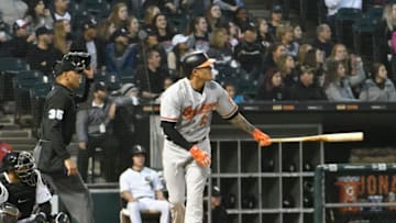 CHICAGO, IL - MAY 21: Manny Machado #13 of the Baltimore Orioles hits a home run against the Chicago White Sox during the fourth inning on May 21, 2018 at Guaranteed Rate Field in Chicago, Illinois. (Photo by David Banks/Getty Images)