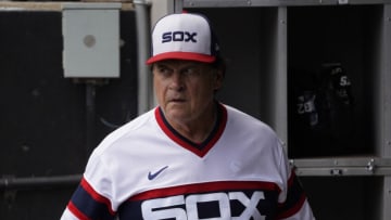Aug 28, 2022; Chicago, Illinois, USA; Chicago White Sox manager Tony La Russa (22) in the dugout before the game against the Arizona Diamondbacks at Guaranteed Rate Field. Mandatory Credit: David Banks-USA TODAY Sports